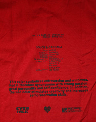 Dolce & Gabbana Red Logo Eye Print Cotton Short Sleeve T-shirt