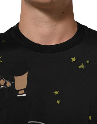 Dolce & Gabbana Black Musical Print Cotton Crew Neck T-shirt