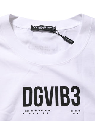 Dolce & Gabbana White Cotton Sleeveless Printed Tank T-shirt