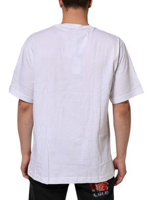 Dolce & Gabbana White Graphic Print Cotton Crew Neck T-shirt
