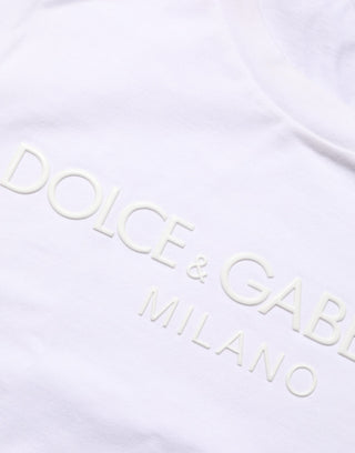 Dolce & Gabbana White Cotton Crew Neck Short Sleeves T-shirt