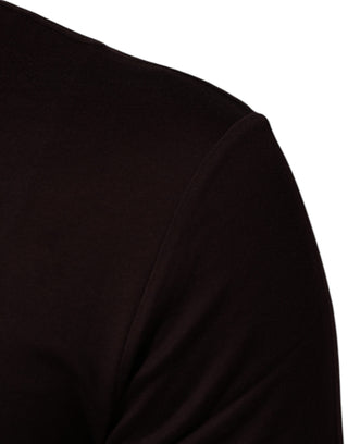 Dolce & Gabbana Brown Logo Plaque Cotton Crew Neck T-shirt