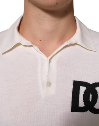 Dolce & Gabbana White Cotton Collared Short Sleeves T-shirt