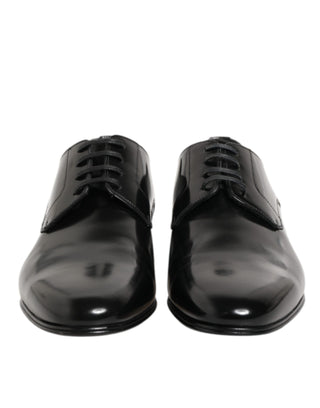 Dolce & Gabbana Black Calfskin Leather Derby Men Dress Shoes