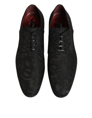 Dolce & Gabbana Black Brocade Lace Up Derby Men Dress Shoes