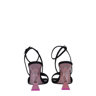 The Attico Black Satin Stiletto Heels Sandals