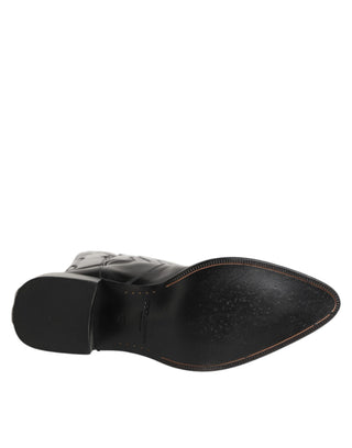 Dolce & Gabbana Black Leather Over The Calf Biker Boots Shoes