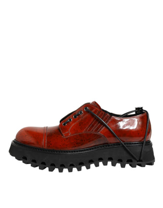 Dolce & Gabbana Brown Red Leather Lace Up Derby Dress Shoes