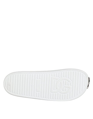 Dolce & Gabbana White Logo Slides Sandals Men Beachwear Shoes