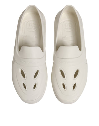 Dolce & Gabbana White Rubber Slides Low Top Sneakers Shoes