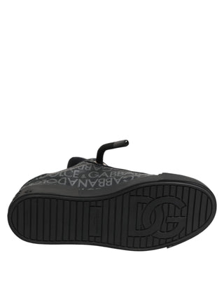 Dolce & Gabbana Black Cotton Denim Logo Low Top Sneakers  Shoes