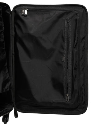 Dolce & Gabbana Gray Leather Logo Plaque Trolley Travel Wheel Men Suitcase Bag
