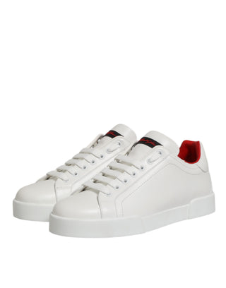 Dolce & Gabbana White Leather Lace Up Low Top Sneakers Shoes