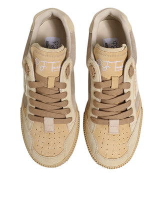 Dolce & Gabbana Beige Leather Miami Low Top Sneakers Men Shoes