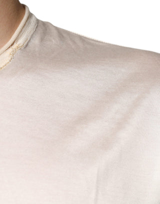 Dolce & Gabbana Off White Silk Henley Short Sleeves T-Shirt