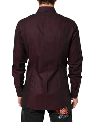 Dolce & Gabbana Violet GOLD Cotton Collared Dress Formal Shirt