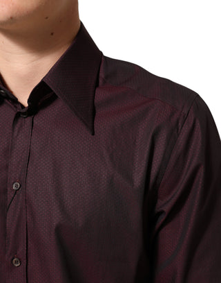 Dolce & Gabbana Violet GOLD Cotton Collared Dress Formal Shirt