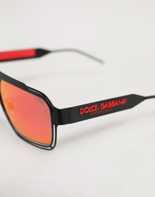 Dolce & Gabbana Black Metal Pilot Frame Shades Eyewear Sunglasses