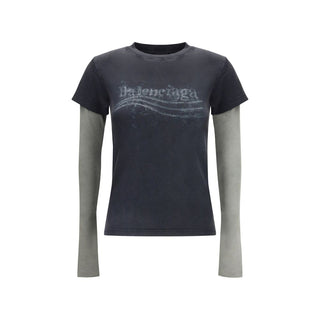 Balenciaga Washed Crayon Political Double-Sleeve T-Shirt