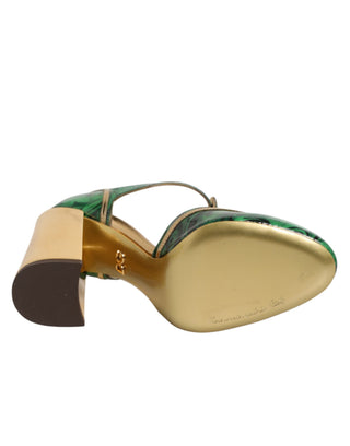 Dolce & Gabbana Green Patent Leather Vally Heels Pumps Shoes