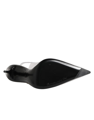 Dolce & Gabbana Black Leather Clear PVC Slingback Pumps Shoes