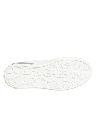 Dolce & Gabbana White Purple Leather Casual Sneakers Shoes