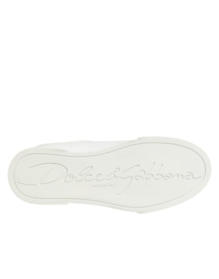 Dolce & Gabbana White Leather Lace Up Low Top Sneakers Shoes