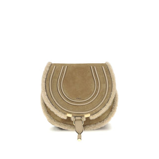 Chloé Small Saddle Marcie Shoulder Bag in suede and shearling