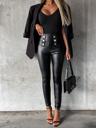 Faux Leather Clinch Tight Trousers - IzzySauvage