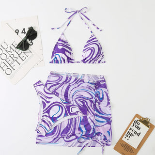 Tie Dye Pattern Three Piece Bikini - IzzySauvage