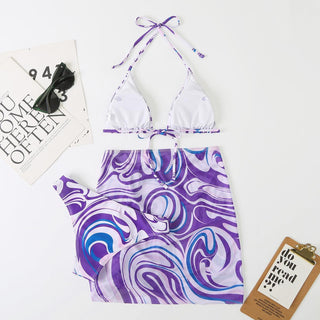 Tie Dye Pattern Three Piece Bikini - IzzySauvage