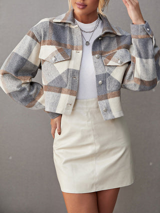 Fall Winter Lapels Single Breasted Shacket Office Women Clothing Woolen Short Coat