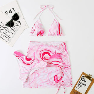 Tie Dye Pattern Three Piece Bikini - IzzySauvage