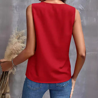 Women Clothing Vest V neck Flounce Fresh Sweet Sleeveless Top