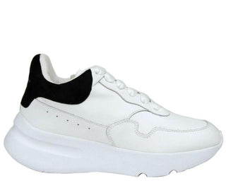 Alexander McQueen Women White Leather Suede Sneaker - IzzySauvage