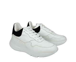 Alexander McQueen Women White Leather Suede Sneaker - IzzySauvage