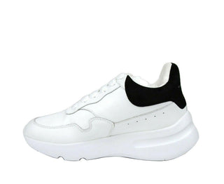 Alexander McQueen Women White Leather Suede Sneaker - IzzySauvage