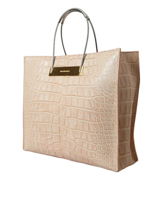 Alligator Leather Chic Pink Tote Bag - IzzySauvage