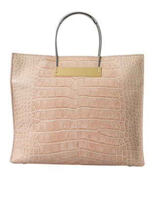 Alligator Leather Chic Pink Tote Bag - IzzySauvage