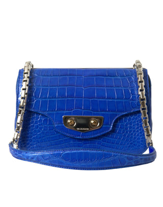 Alligator Skin Mini Shoulder Bag - Elegant Blue - IzzySauvage