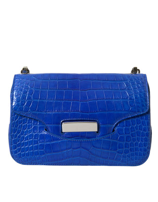 Alligator Skin Mini Shoulder Bag - Elegant Blue - IzzySauvage