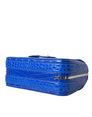 Alligator Skin Mini Shoulder Bag - Elegant Blue - IzzySauvage