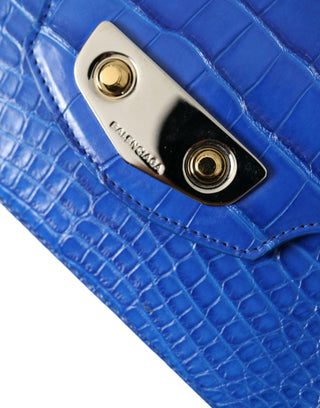 Alligator Skin Mini Shoulder Bag - Elegant Blue - IzzySauvage