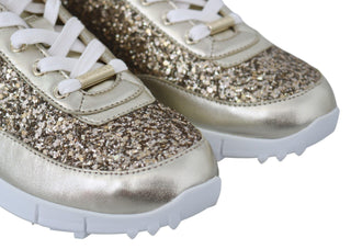 Antique Gold Glitter Leather Sneakers - IzzySauvage