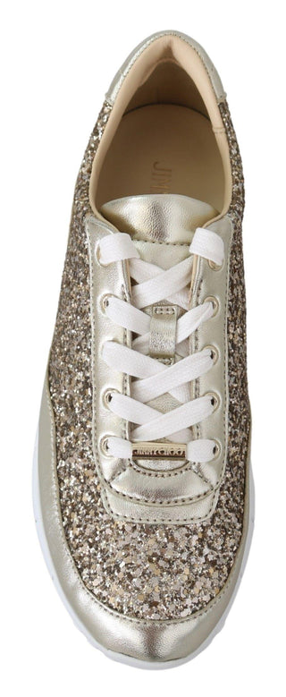 Antique Gold Glitter Leather Sneakers - IzzySauvage