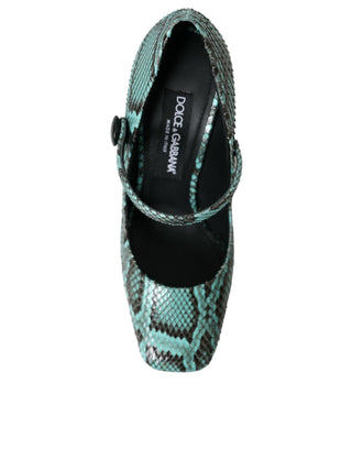 Aqua Python Leather Mary Jane Pumps Shoes - IzzySauvage