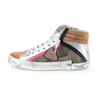 Army Green High-Top Sneakers with Leather Accents - IzzySauvage