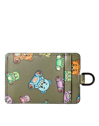 Army Green Teddy Bear Leather Women Card Holder Wallet - IzzySauvage