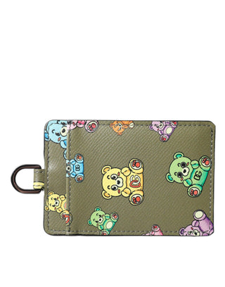 Army Green Teddy Bear Leather Women Card Holder Wallet - IzzySauvage