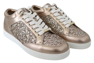 Ballet Pink Glitter Leather Sneakers - IzzySauvage